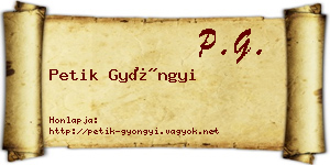 Petik Gyöngyi névjegykártya