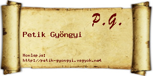 Petik Gyöngyi névjegykártya
